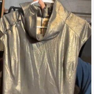 RARE VINTAGE Domenico Vacca Alta Sartoria Metallic Gold Dress Sz 44 (US 8–10)